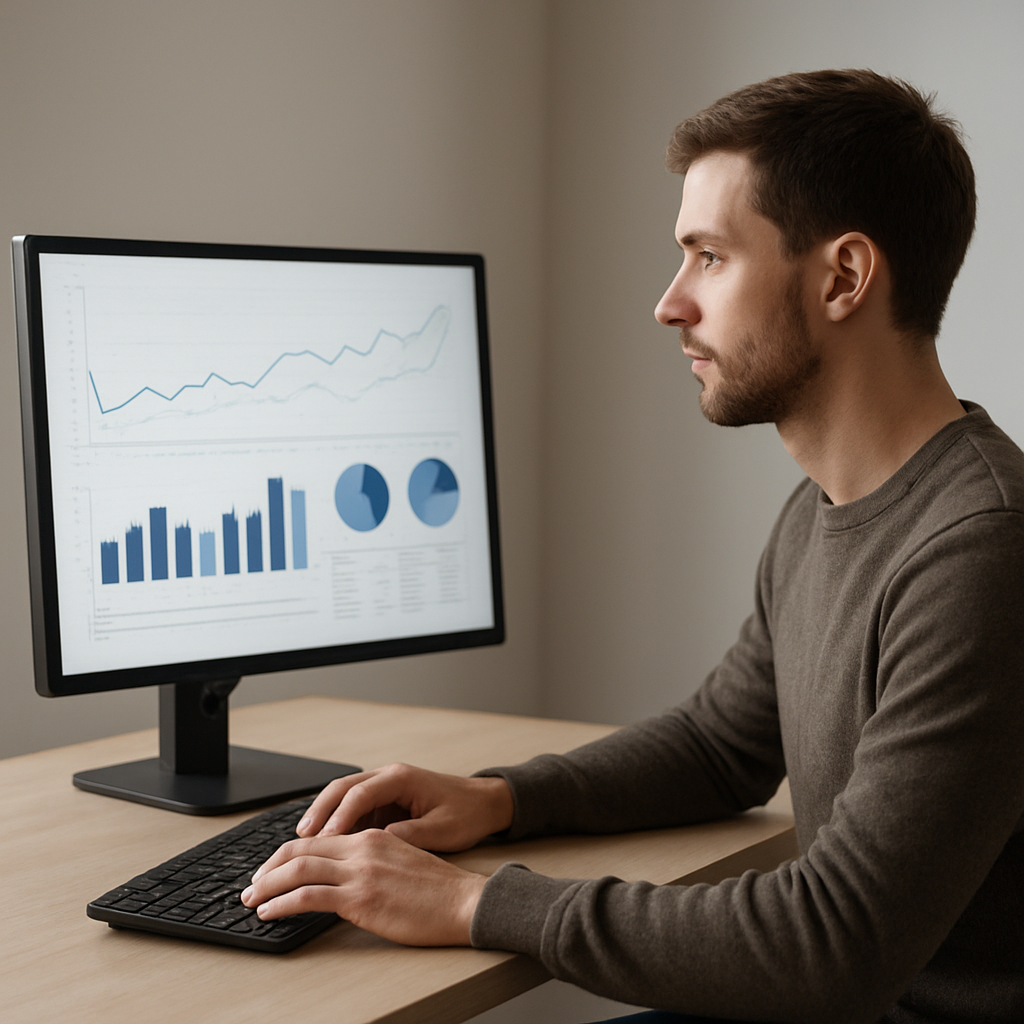 Ricercatore che analizza dati di dialogo su monitor