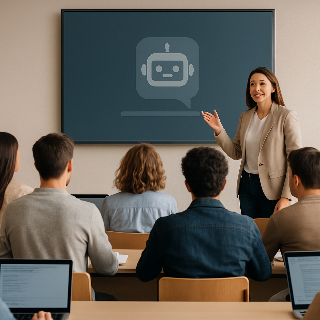 Studenti in aula che seguono un corso digitale